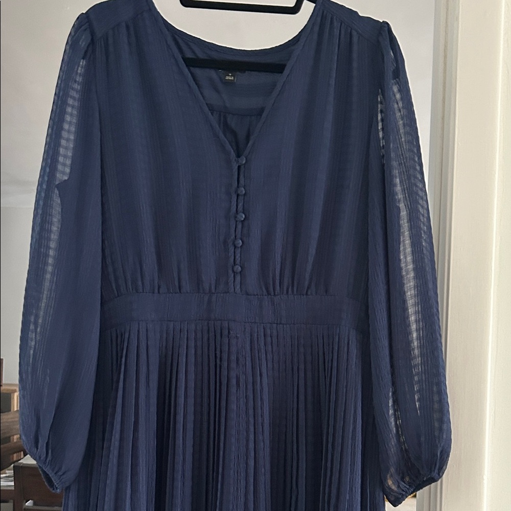 Ann Taylor Dark Blue Long Sleeve Dress